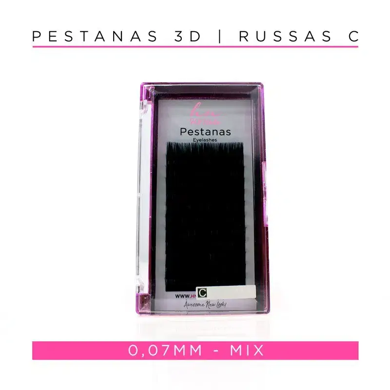 Caixa Pestanas 3D/Russas C 0,07mm MIX