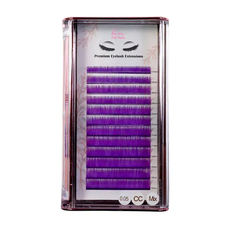 Caixa Pestanas 3D/Russas Purple CC 0,05mm Mix em Caixa 12 filas