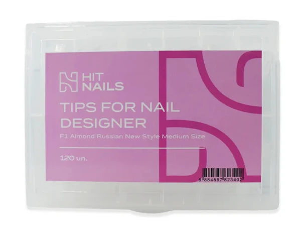 Tips F1 Almond Russian New Style Medium Size - 120un( Tips de francesa Reversa com degrau)