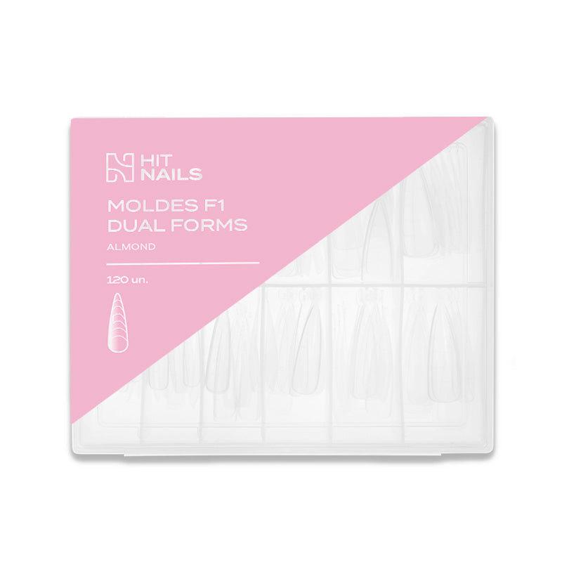 Dual Forms Moldes F1 formato Amêndoa 120 unidades para alongamento profissional
