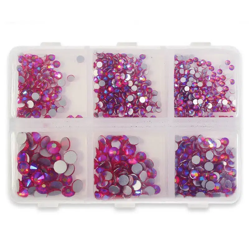 Caixa Brilhantes Pink 6 tamanhos para nail art Hit Nails
