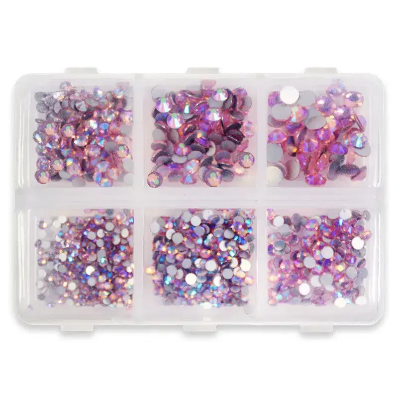 Caixa Brilhantes Pink Nude 6 tamanhos para nail art Hit Nails

