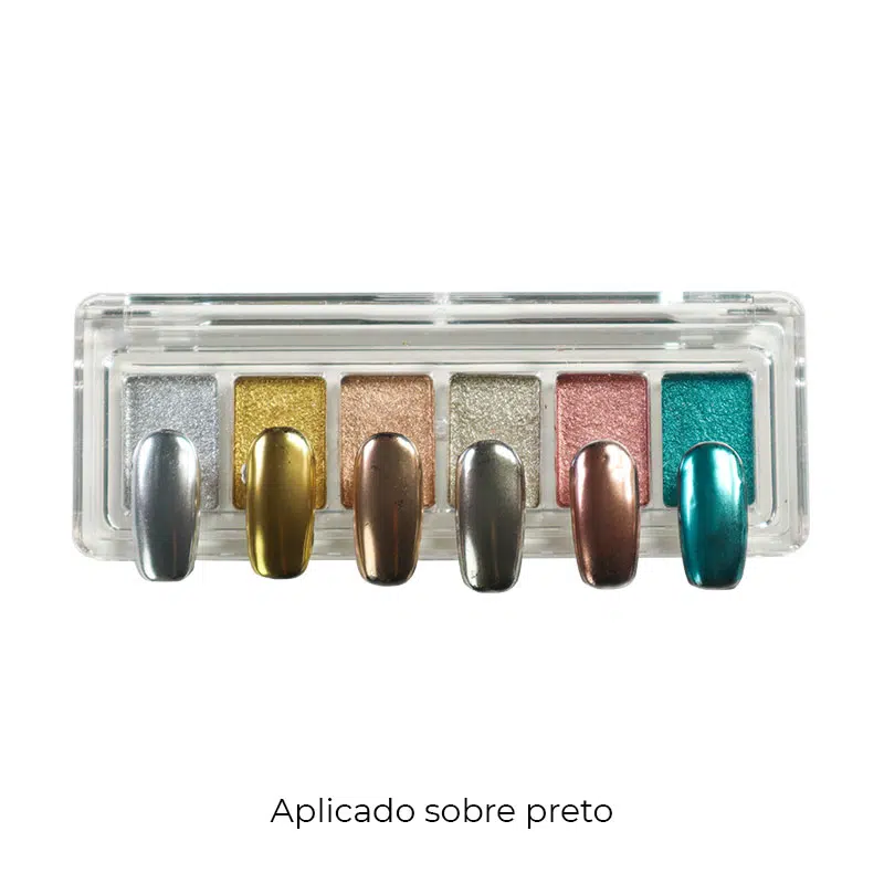 Chrome Palette 1 6 cores pigmento efeito cromado Hit Nails
