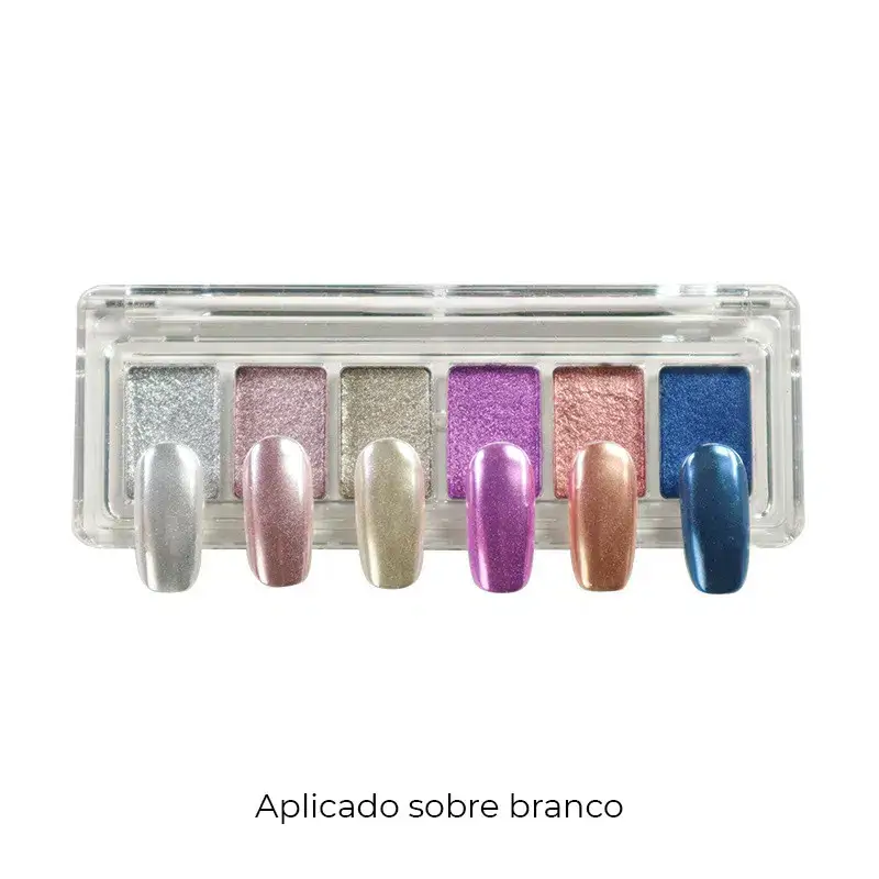 Chrome Palette 1 6 cores pigmento efeito cromado Hit Nails
