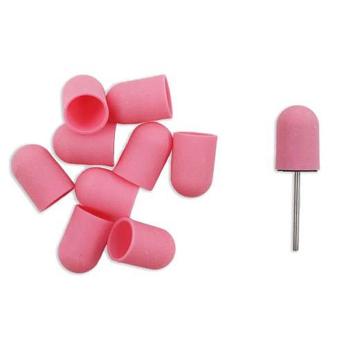 Pink Sanding Cap 16mm grão 180 para pedicure profissional com mandril incluído
