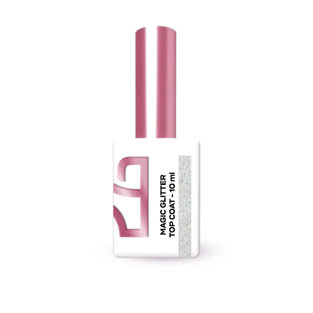 Top Coat Magic Glitter com microglitter para acabamento luminoso em unhas profissionais
